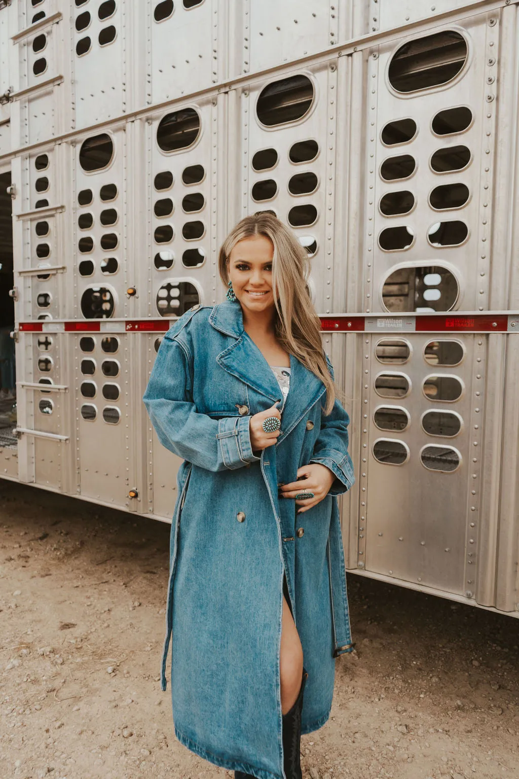 The Drover Denim Trench Coat-Large