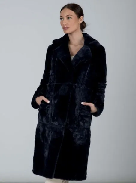 Tyra Faux Fur Coat Navy