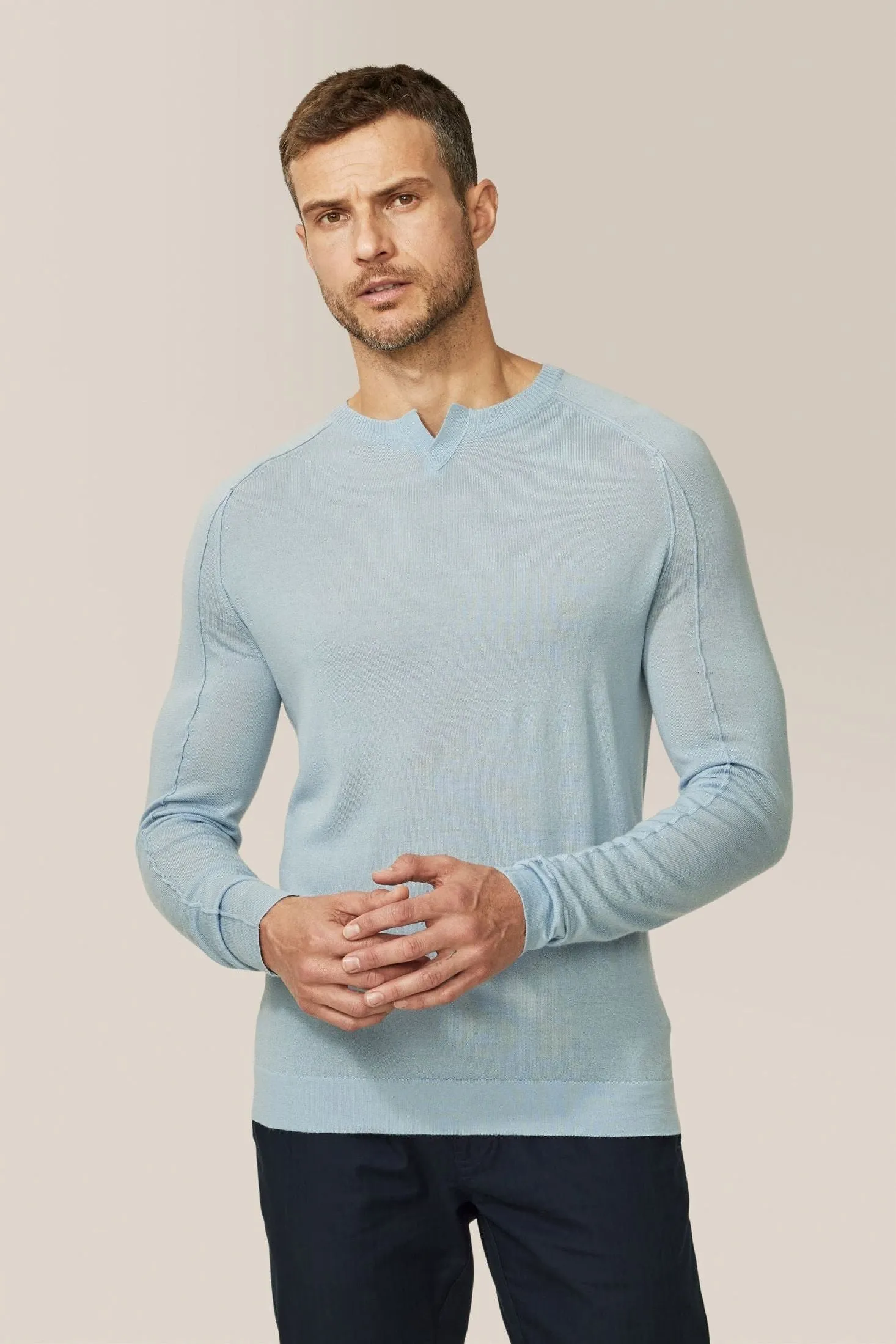 V-Notch Crew Sweater | Merino Wool