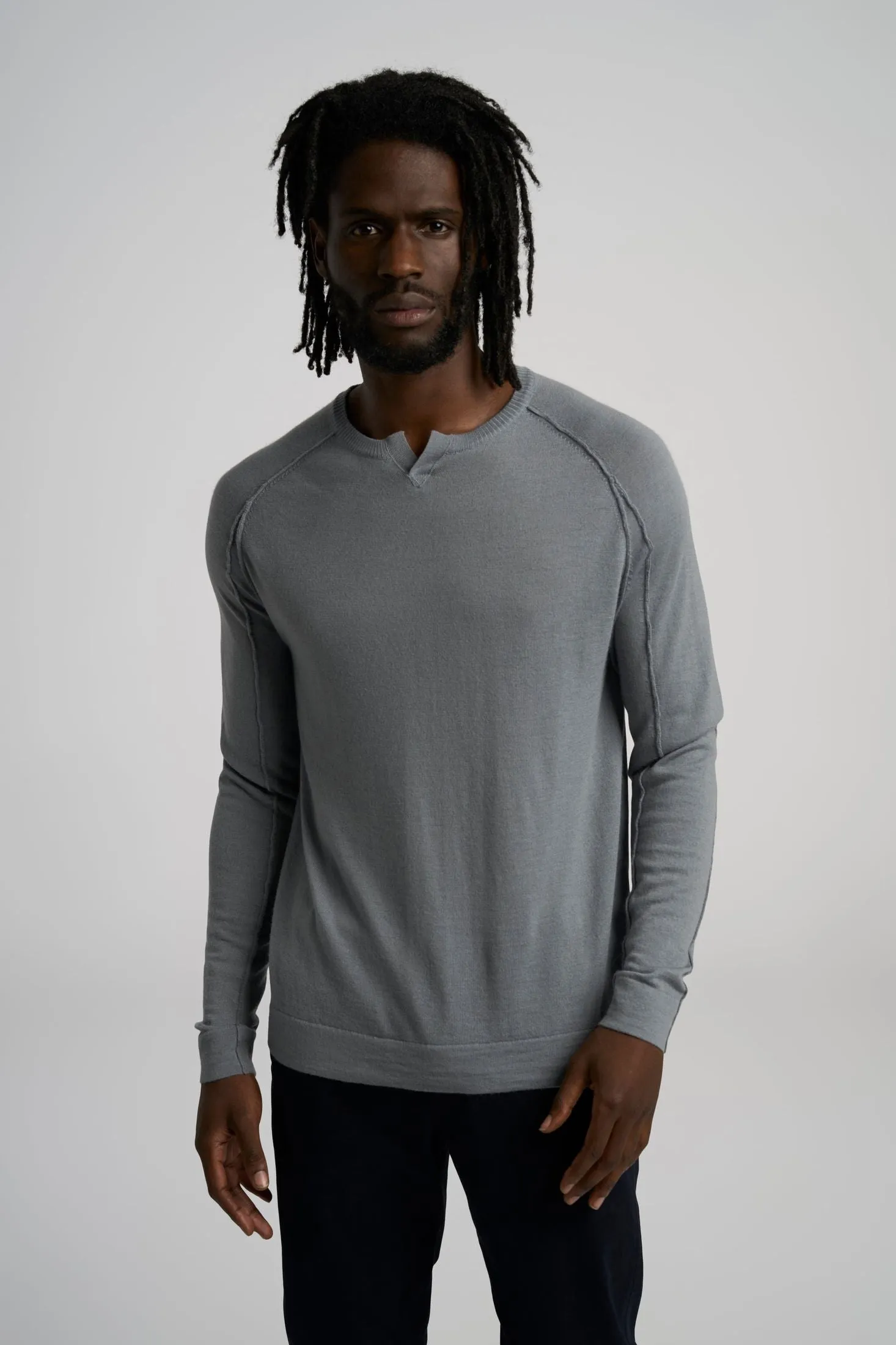 V-Notch Crew Sweater | Merino Wool