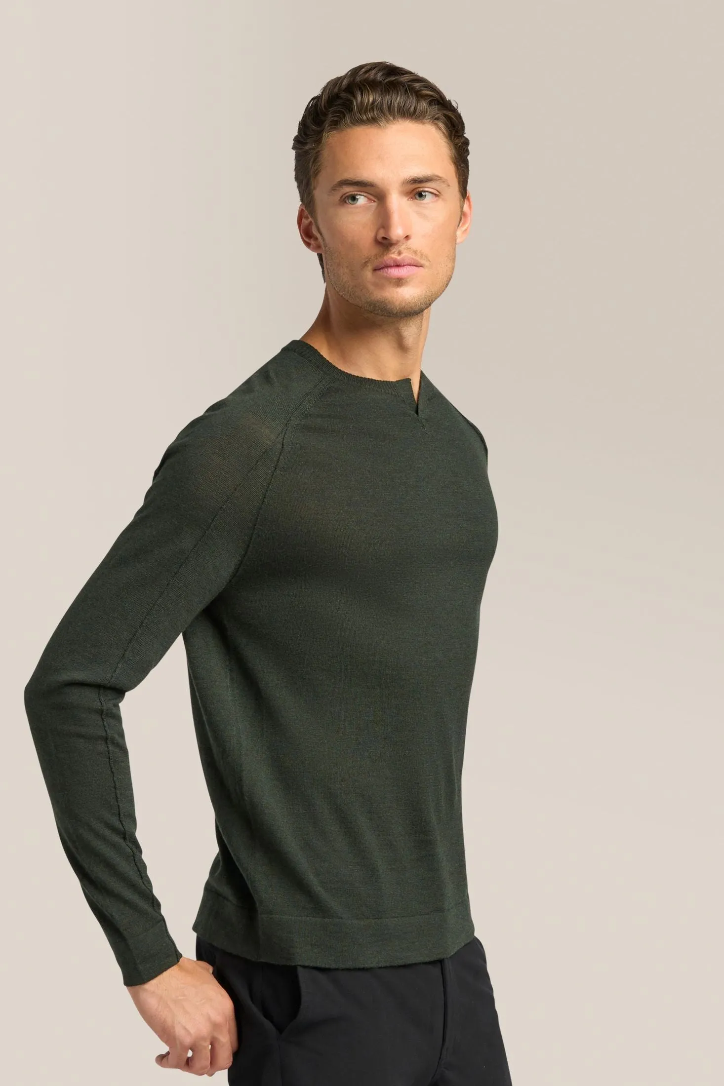 V-Notch Crew Sweater | Merino Wool