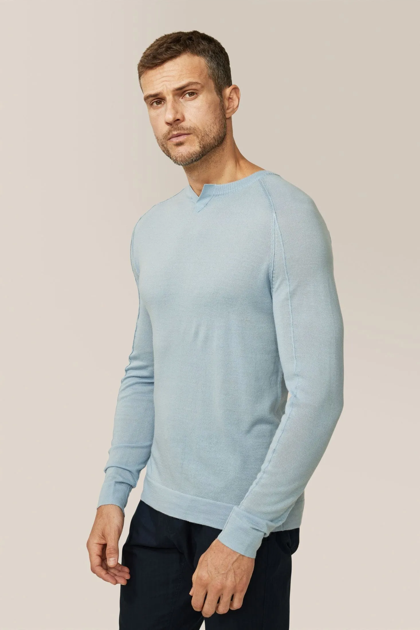 V-Notch Crew Sweater | Merino Wool