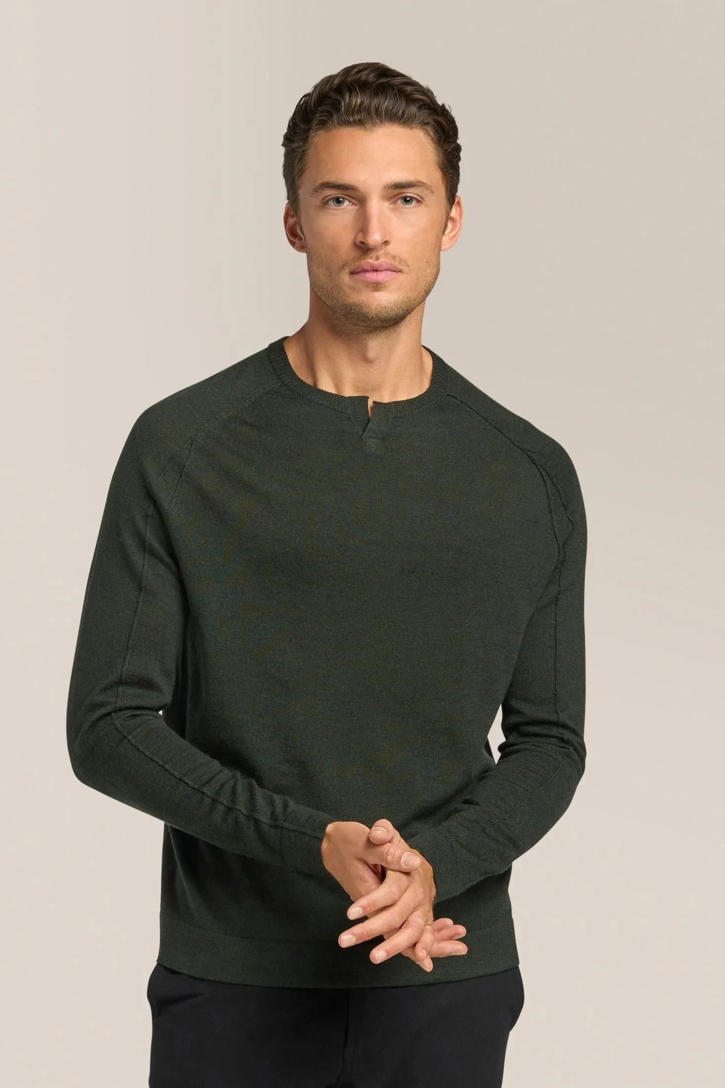 V-Notch Crew Sweater | Merino Wool