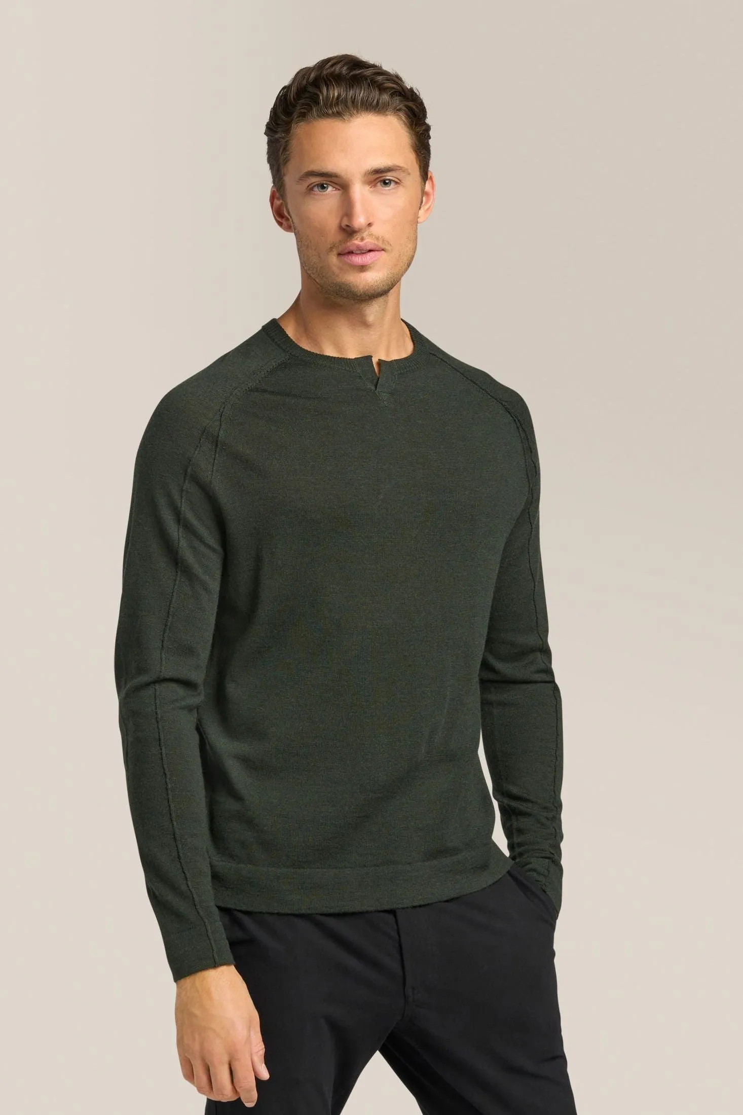 V-Notch Crew Sweater | Merino Wool