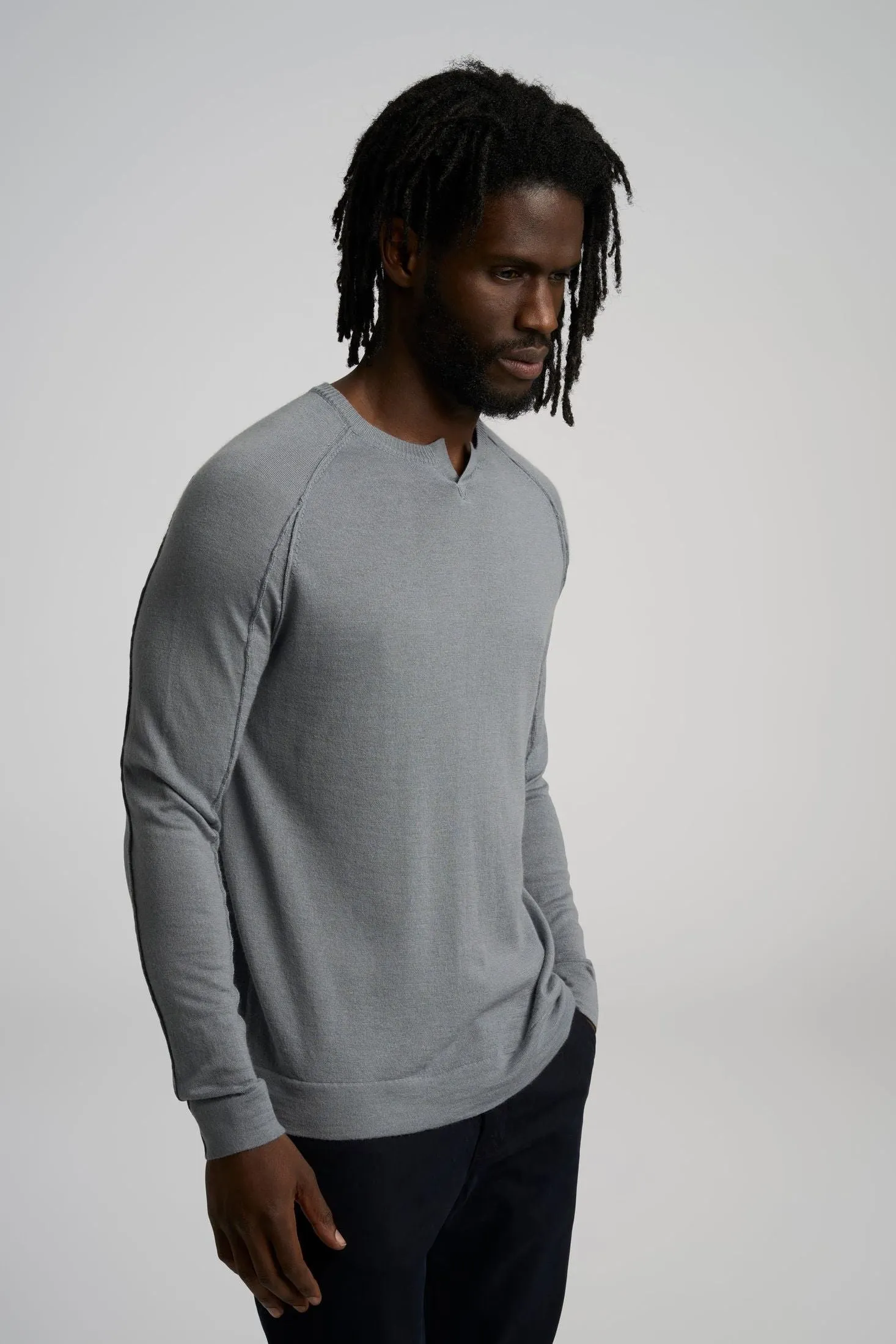 V-Notch Crew Sweater | Merino Wool