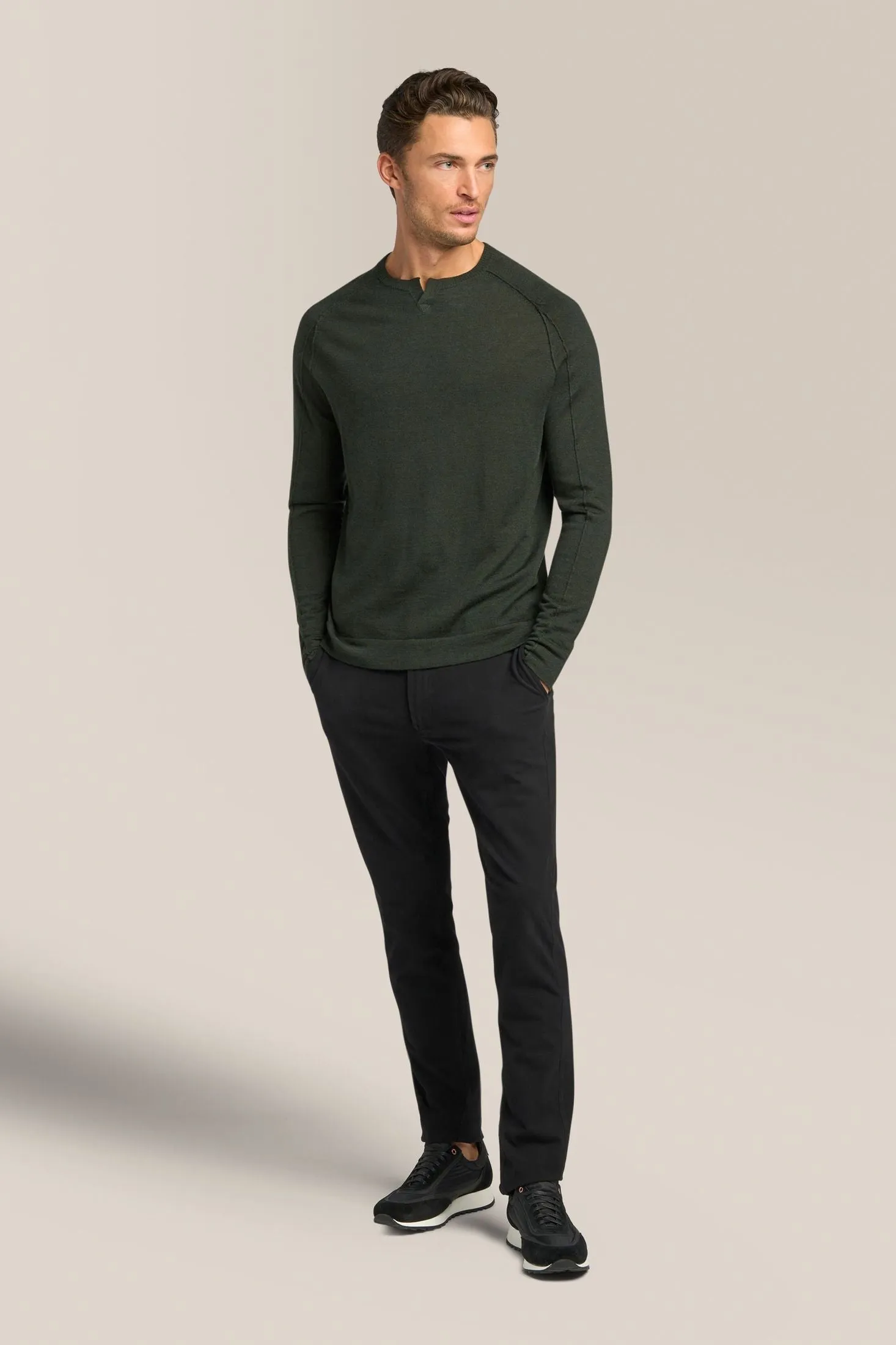 V-Notch Crew Sweater | Merino Wool