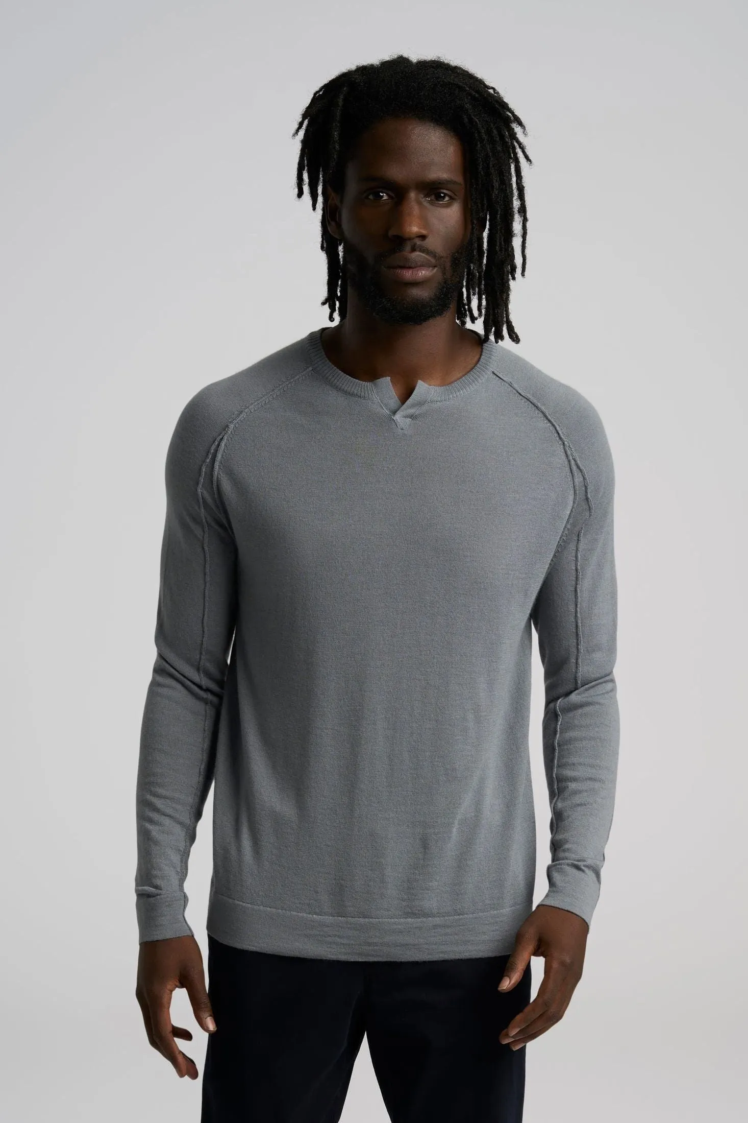 V-Notch Crew Sweater | Merino Wool