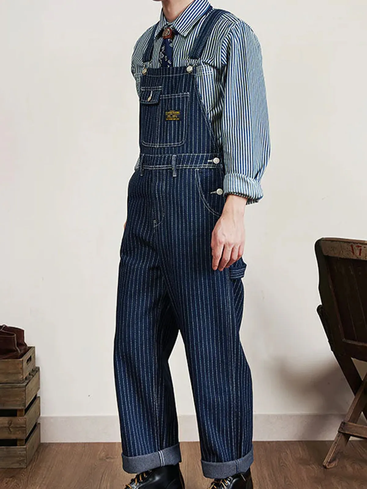 Wabash Stripe Denim Overalls