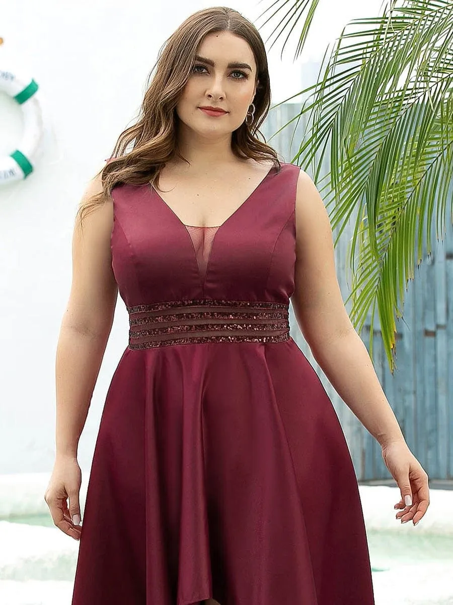 Women's V-Neck High Low Cocktail Party Dresses